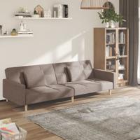 Slaapbank 2-zits met 2 kussens stof taupe