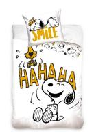 Snoopy dekbedovertrek hahaha 140 x 200 cm - 60 x 70 cm wit