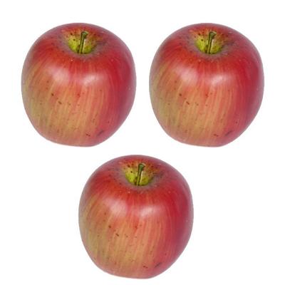 Bellatio Kunstfruit appels - decoratievrucht - 8 cm - 3x stuks - decofruit - sier - fruitschaal