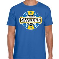 Have fear Sweden is here / Zweden supporter t-shirt blauw voor heren