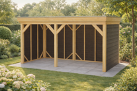 Overkapping Helmond 450x250 cm Douglas blank met vuren rabat wanden zwart (Incl. EPDM)- - - Van Kooten