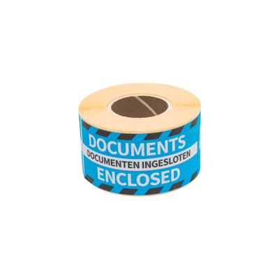 Etiket rillprint documents enclosed blauw