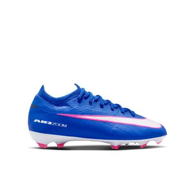 Nike Zoom Mercurial Vapor 16 Pro Gras Voetbalschoenen (FG) Kids Blauw Wit Felroze Nike Zoom Mercurial Vapor 16 Pro Gras Voetbalschoenen (FG) Kids Blauw Wit Felroze