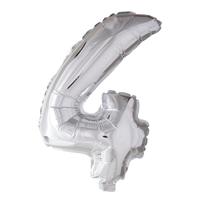 Globos Folie ballon nummer &apos;4&apos; zilver 40cm