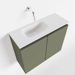 MONDIAZ TURE 60cm toiletmeubel army. EDEN wastafel talc links geen kraangat