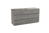 Storke Edge staand badmeubel 150 x 52 cm beton donkergrijs met Diva asymmetrisch linkse wastafel in top solid zijdegrijs