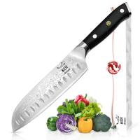 KOI Artisan® Koksmes - Chefs Santokumes - 17.78 cm - Met 67 Lagen VG10 Super Staal
