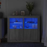 Bijzetkastjes met LED 2 st bewerkt hout grijs sonoma eikenkleur