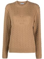 Prada pull en maille torsadée à logo intarsia - Marron