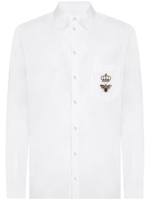 Dolce & Gabbana chemise en coton à logo brodé - Blanc