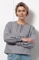 Studio Anneloes Babs Poplin Stripe Top 12532 T-shirt Lange Mouw 1169 Off White/dark Blue