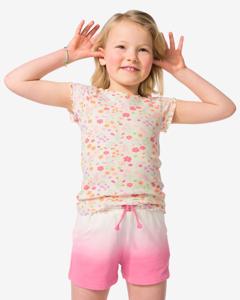 HEMA Kinder T-shirt Rib Bloemen Ecru (ecru)