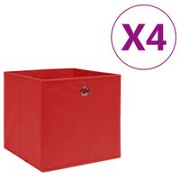 Opbergboxen 4 st 28x28x28 cm nonwoven stof rood