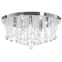 VidaXL Plafondlamp met kristallen kralen rond 4xg9 zilverkleurig VidaXL Plafondlamp met kristallen kralen rond 4xg9 zilverkleurig
