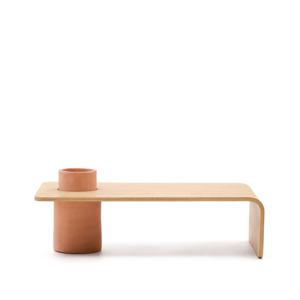 Kave Home Salontafel Olaria Terracotta en eiken, 110 x 60cm - Bruin