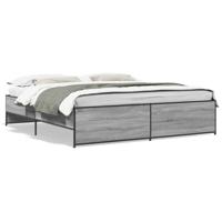 Bedframe bewerkt hout metaal grijs sonoma eiken 180x200 cm