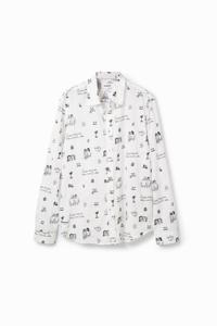 Voile shirt met borduursels - WHITE - S