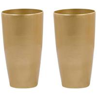 Beliani - TSERIA - Bloempot set van 2 - Goud - 32 cm - Stenenmix