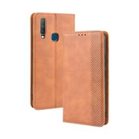 Magnetische gesp retro Crazy Horse textuur horizontale Flip lederen case fo vivo Y17/Y15-/Y3 met houder & kaartsleuven & fotolijstjes (bruin)