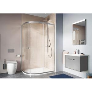 Crosswater Clear 6 kwartronde douchecabine met 1 schuifdeur 80x120x195cm 6mm helder veiligheidsglas zilver CAQSSC12X8