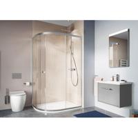 Crosswater Clear 6 kwartronde douchecabine met 1 schuifdeur 80x120x195cm 6mm helder veiligheidsglas zilver CAQSSC12X8