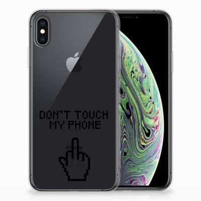 Apple iPhone Xs Max Silicone-hoesje Finger Don't Touch My Phone Apple iPhone Xs Max Silicone-hoesje Finger Don't Touch My Phone