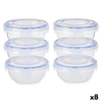 Set Lunchboxen Leknes Blauw Transparant Polypropyleen Plastic 800 ml Hermetisch (8 Stuks)