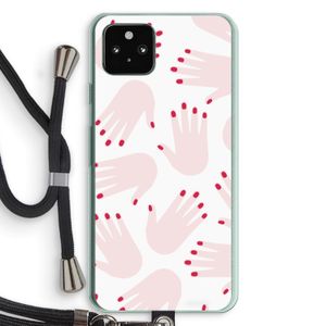 Hands pink: Pixel 5a 5G Transparant Hoesje met koord