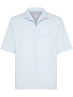 Brunello Cucinelli chemise à col cubain - Bleu