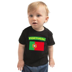 Portugal landen shirtje met vlag zwart voor babys 80 (7-12 maanden)  -