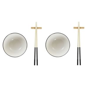 6-delige sushi serveer set aardewerk voor 2 personen wit