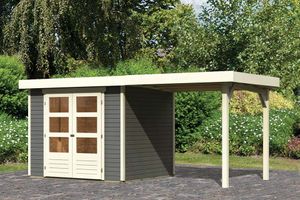 Woodfeeling | Tuinhuis Askola 3 met Overkapping 2,4 | Terragrijs