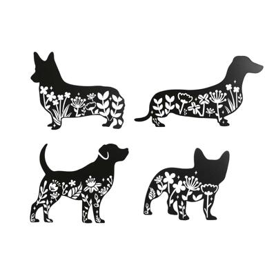 Wanddecoratie Home ESPRIT Zwart Hond 40 x 1 x 33 cm (4 Stuks)