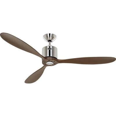 CasaFan AEROPLAN ECO 132 BN-NB Flügel Massivholz Nussbaum Plafondventilator Chroom (geborsteld) Met afstandsbediening, Timer, Met wintermodus