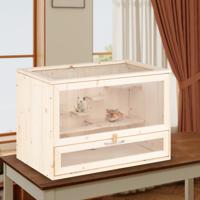 Houten Hamsterkooi met Net-opklapdeksel & Multi-trappen Hamster Leefruimte Ren