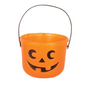 Pompoen trick or treat snoep emmertje oranje D18 x H14 cm