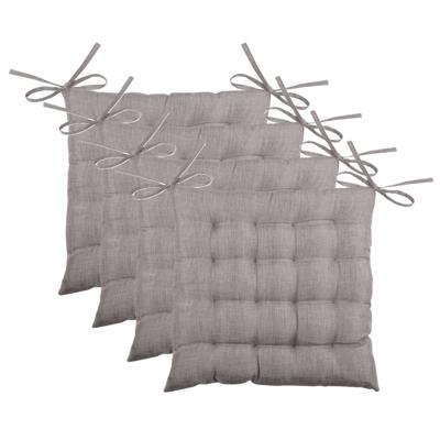 Stof Textile stoelkussen BEA - 4x - taupe - 40 x 40 x 4 cm - touwtjes sluiting - binnen/buiten