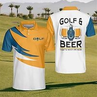 Voor heren POLO Shirt Revers polo Polo's met knopen Golfshirt Brief Grafische prints Bier Golf Strijkijzer Meerblauw Geel Hemelsblauw Groen Grijs Buiten Straat Korte Mouw Afdrukken Kleding Sport Lightinthebox