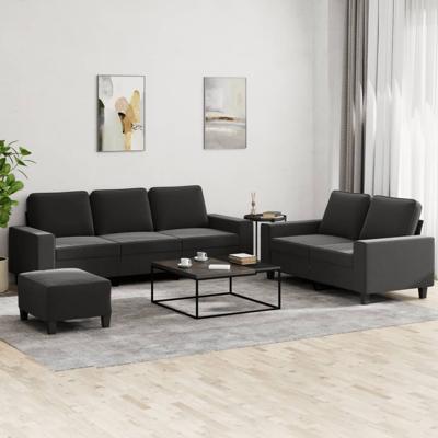 3-delige Loungeset stof zwart