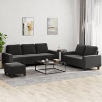 3-delige Loungeset stof zwart