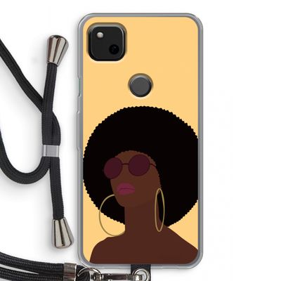 Golden hour: Pixel 4a Transparant Hoesje met koord