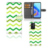 OPPO A76 | A96 | Telefoon Hoesje | Zigzag Groen | Portemonnee hoesje