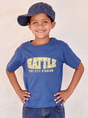 T-shirt met college-uitstraling voor jongens blauw