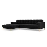 Cosmopolitan Design Bali Hoekbank met Chaise Longue Links - Zwart / Goud