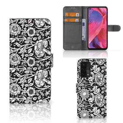 OPPO A54 5G | A74 5G | A93 5G Hoesje Black Flowers OPPO A54 5G | A74 5G | A93 5G Hoesje Black Flowers