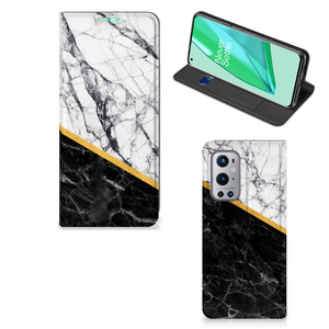 OnePlus 9 Pro Standcase Marmer Wit Zwart - Origineel Cadeau Man