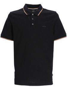 BOSS polo en coton à logo embossé - Noir