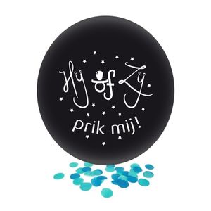 Confetti ballon gender reveal jongen party/feest zwart 60 cm