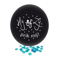 Confetti ballon gender reveal jongen party/feest zwart 60 cm - thumbnail