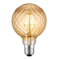Edison Vintage LED filament lichtbron Globe - Amber - G95 Deco - Retro LED lamp - 9.5/9.5/13.5cm - geschikt voor E27 fitting - Dimbaar - 4W 400lm 2700K - warm wit licht
